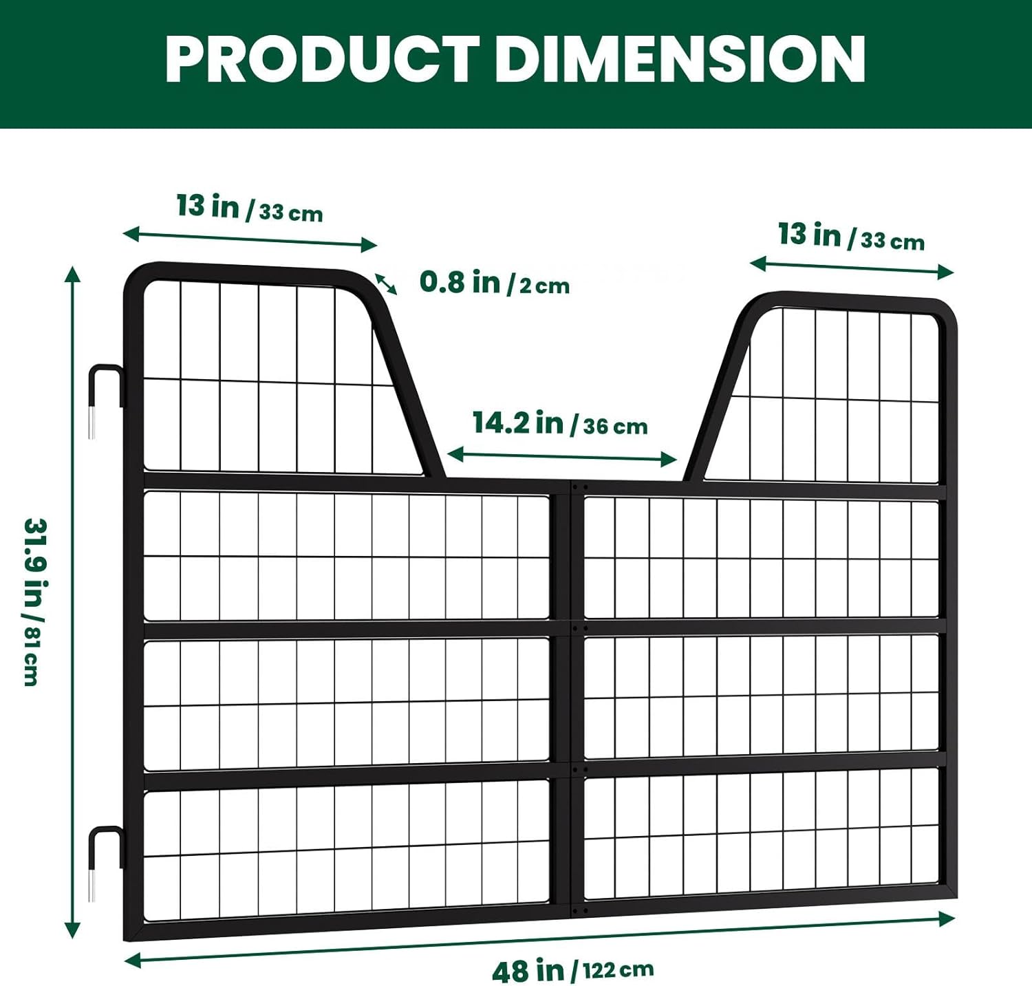 Heavy Duty Horse Stall Gates 24" x 48", Two-Way Opening for Horses, Easy Installation, Durable Stall Guard for Horse Barns (48in L*0.8in S*31.9in H(Two-Story))