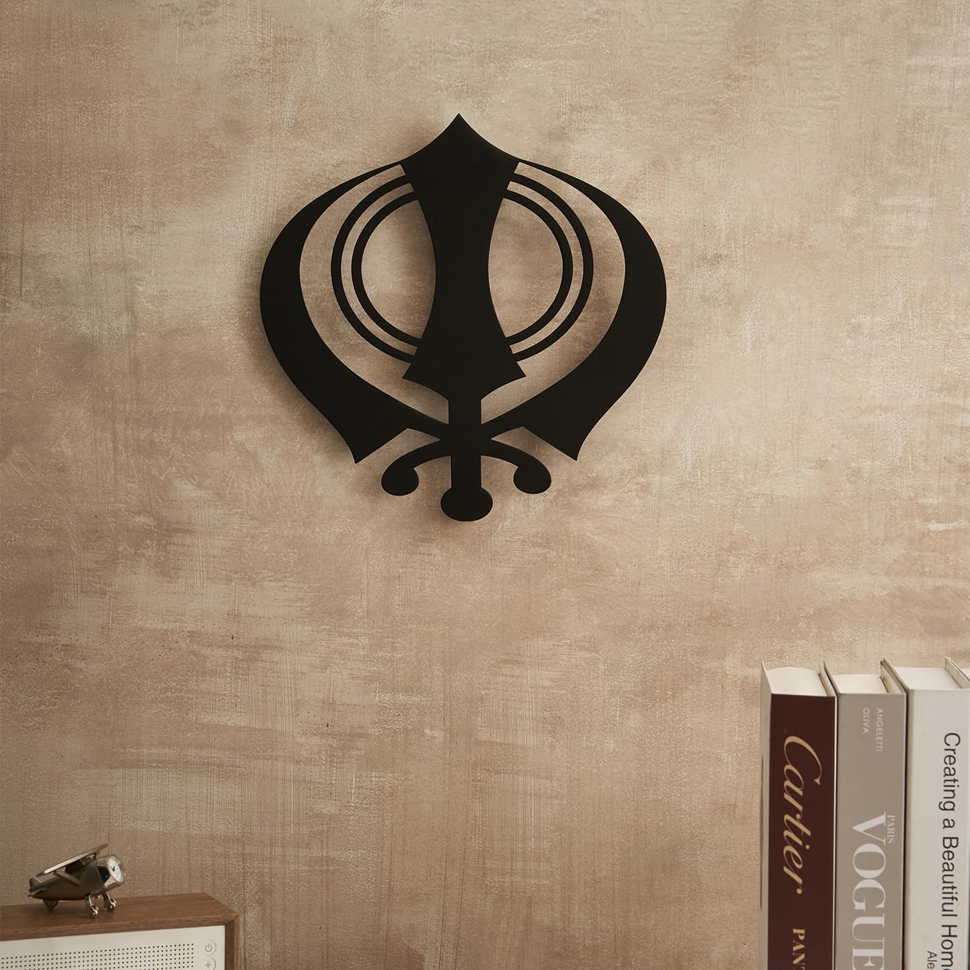 DecorTwist® Metal Black Sikh Symbol Khanda Wall Art Showpiece Perfect Decoration for Home Office Wall Decor Living Room Bedroom Ideal Gifts Item