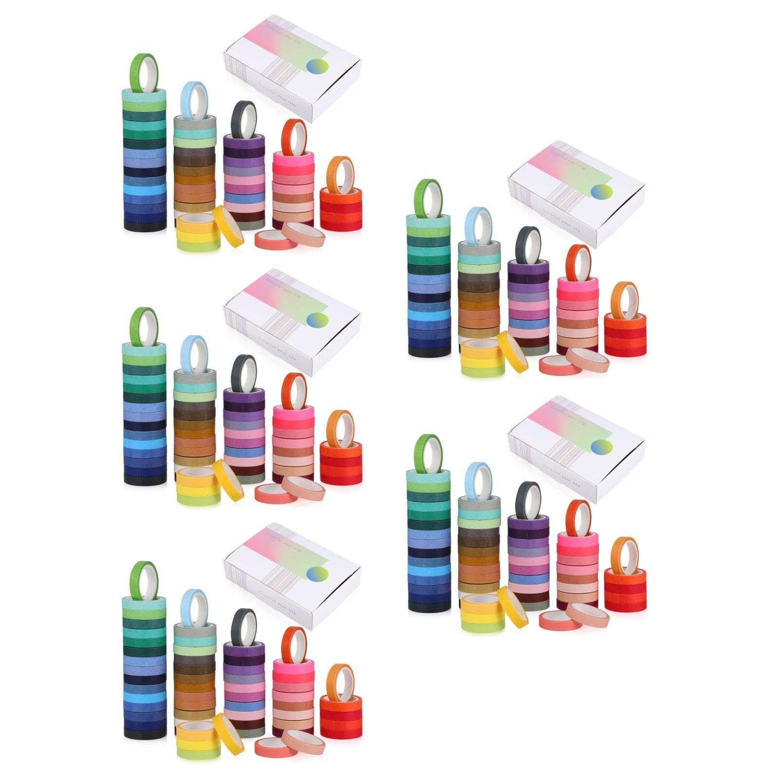 jojofuny 300 Rollos Cintas Washi Adhesivas Colores Sólidos Papel Decorativo para Manualidades Enmascarar Scrapbooking y Etiquetado Fácil de Versátil para Diy y Decoración