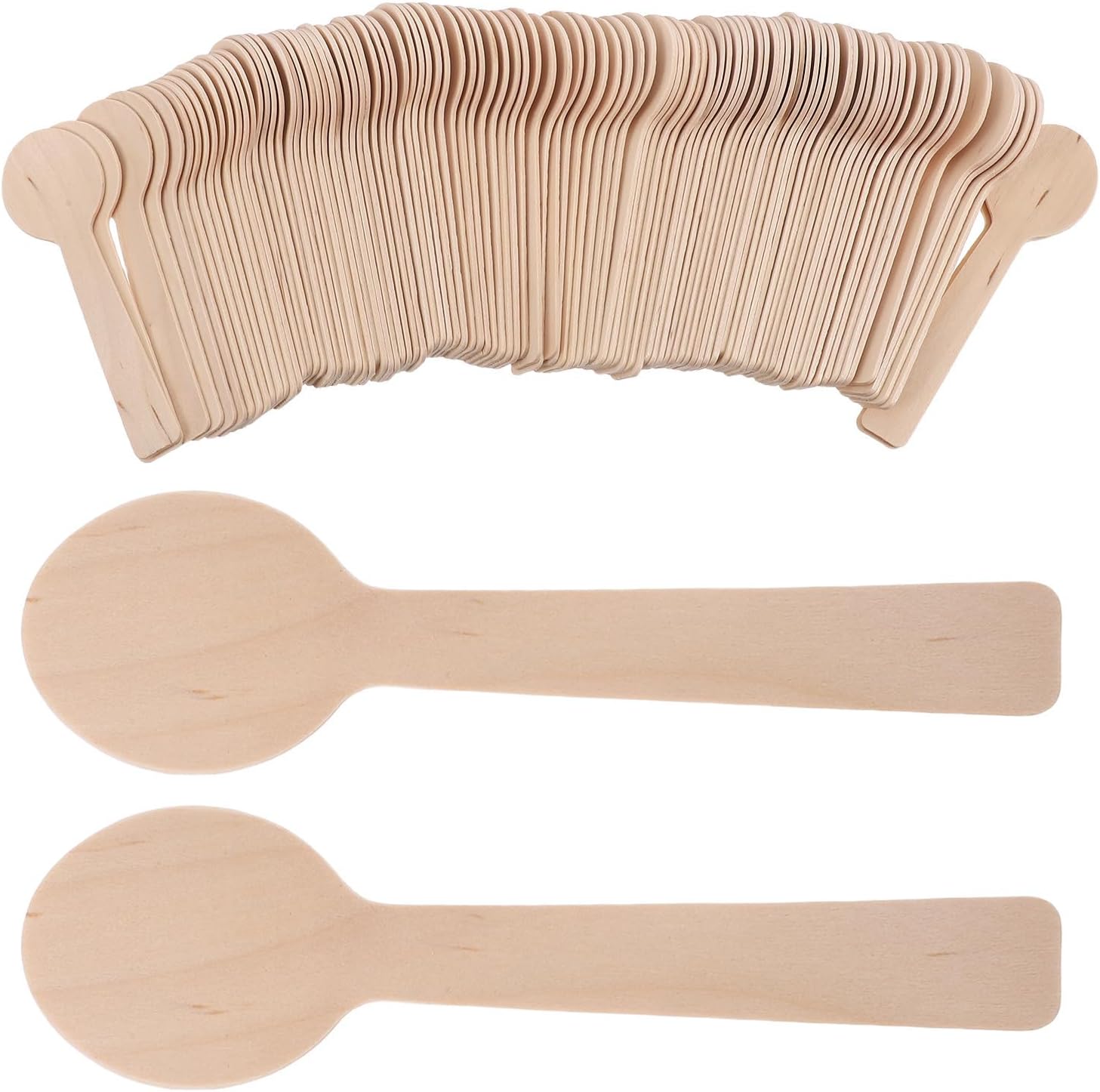 100pcs Mini Wooden Birch Spoons for Coffee Honey Condiments