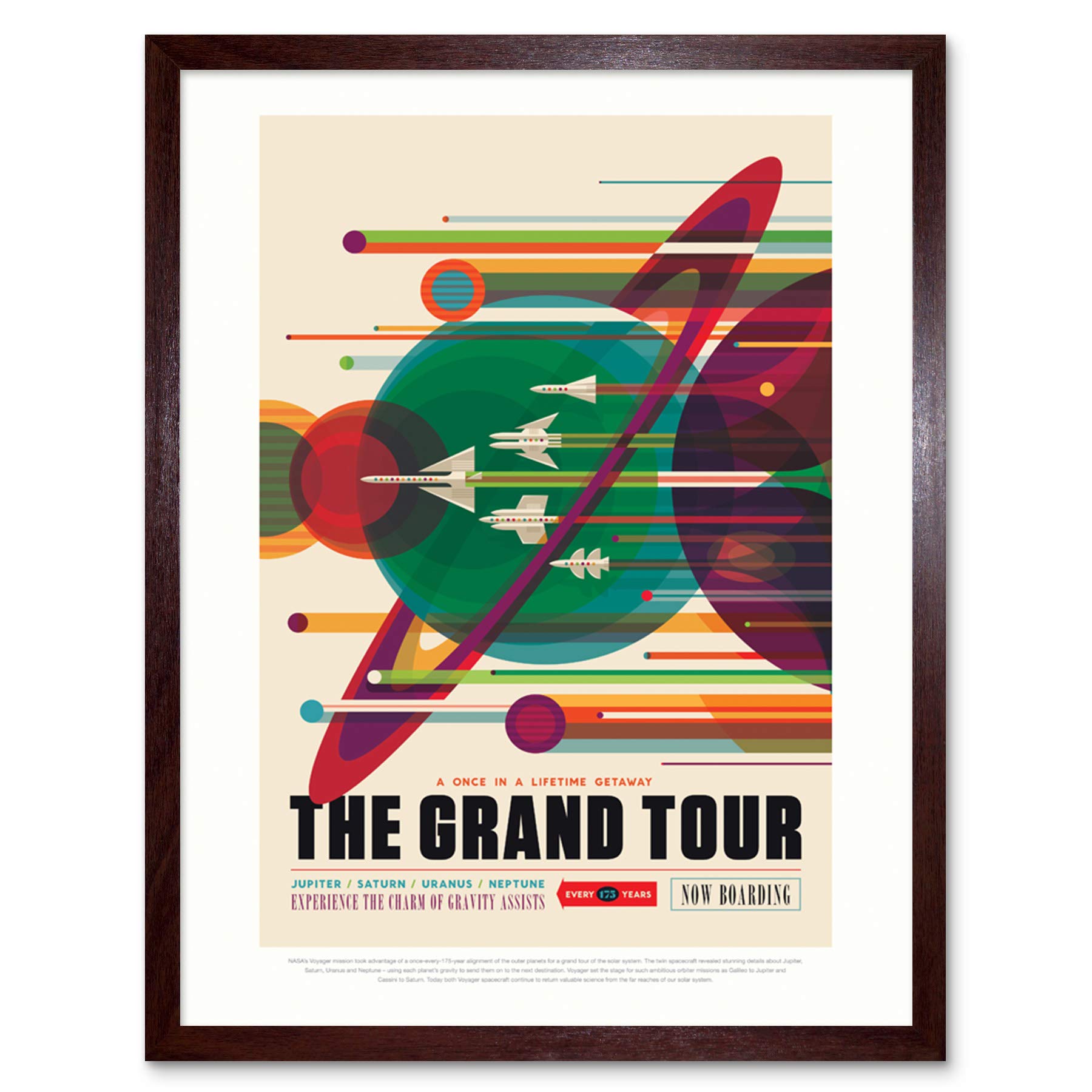 Wee Blue Coo NASA Space Travel Advert Grand Tour Art Print Framed Poster Wall Decor 12x16 inch