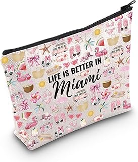 WCGXKO Miami Travel Trip Gift Life Is Better In Miami Makeup Bag Miami Gift For Women Miami Florida Gift (Better In Miami)
