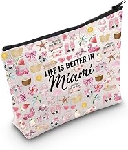 WCGXKO Miami Travel Trip Gift Life Is Better In Miami Makeup Bag Miami Gift For Women Miami Florida Gift (Better In Miami)