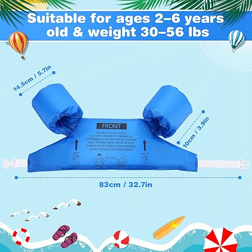 Vista 3 de Biange - Chaleco de natación para niños pequeños, flotadores de piscina para niños de 20-30-50+ libras, puente de natación para charco/playa, niños