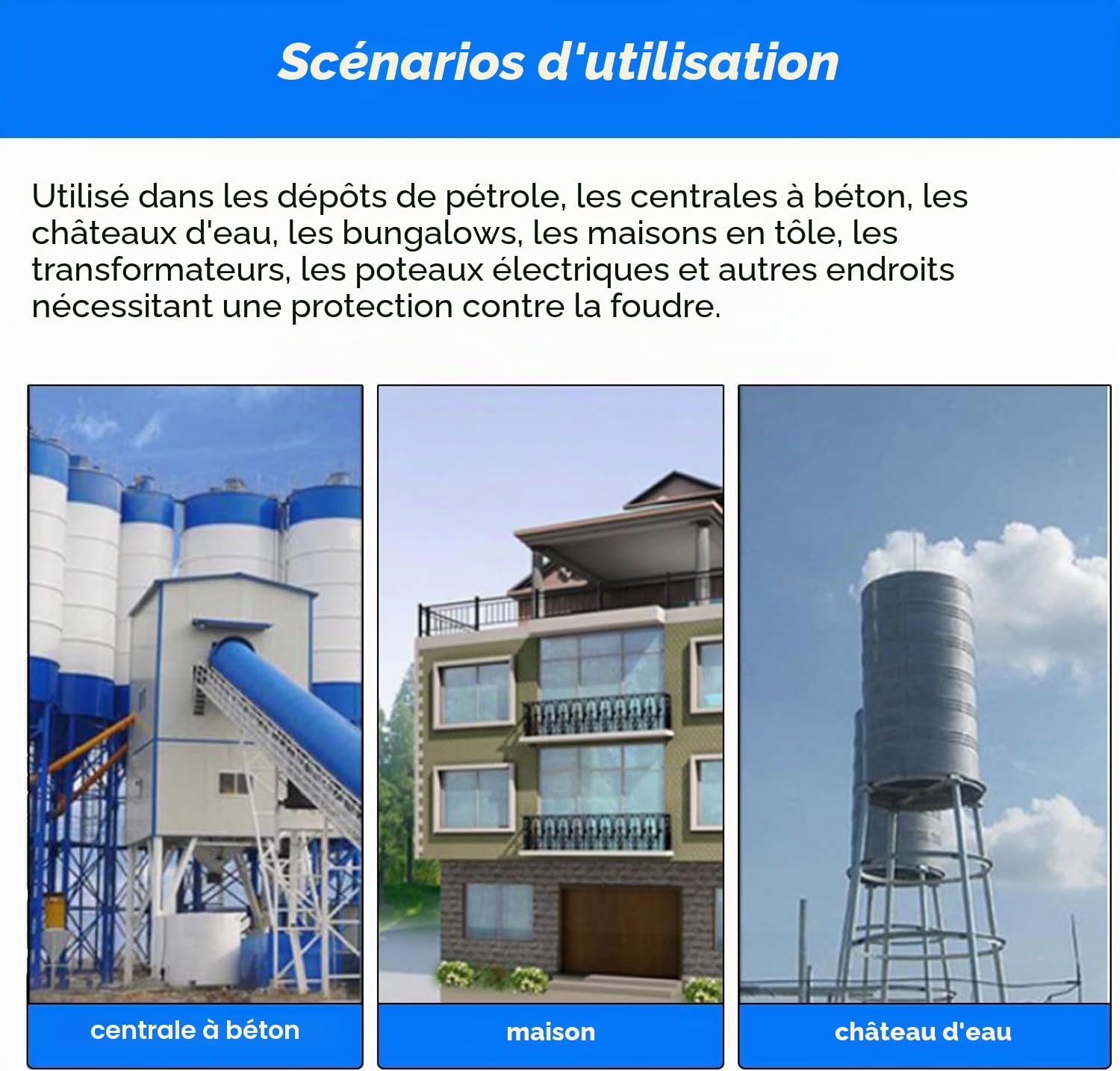 Paratonnerre, Kit de Paratonnerre isolé Paratonnerre de Toit équipement de Protection Contre la Foudre Amovible système de Protection Contre la Foudre à Domicile