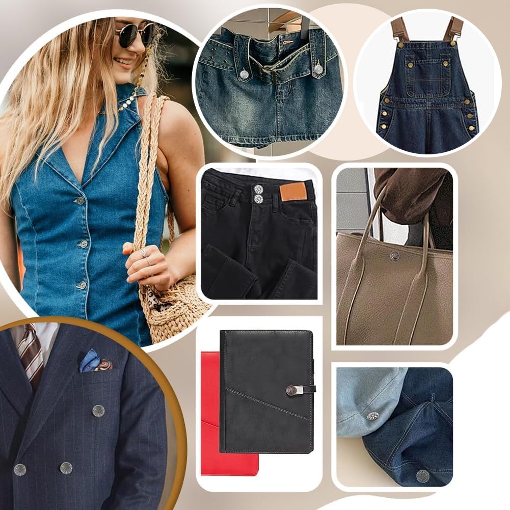 AHANDMAKER Metallknöpfe in Antik-Optik, flach, rund, Bogen, Blume, Herz, quadratisch, Vintage-Legierung, dekorative Nähknöpfe für Blazer, Uniform, Hemd, Mäntel, Jacke, Nähen, Basteln, 72 Stück