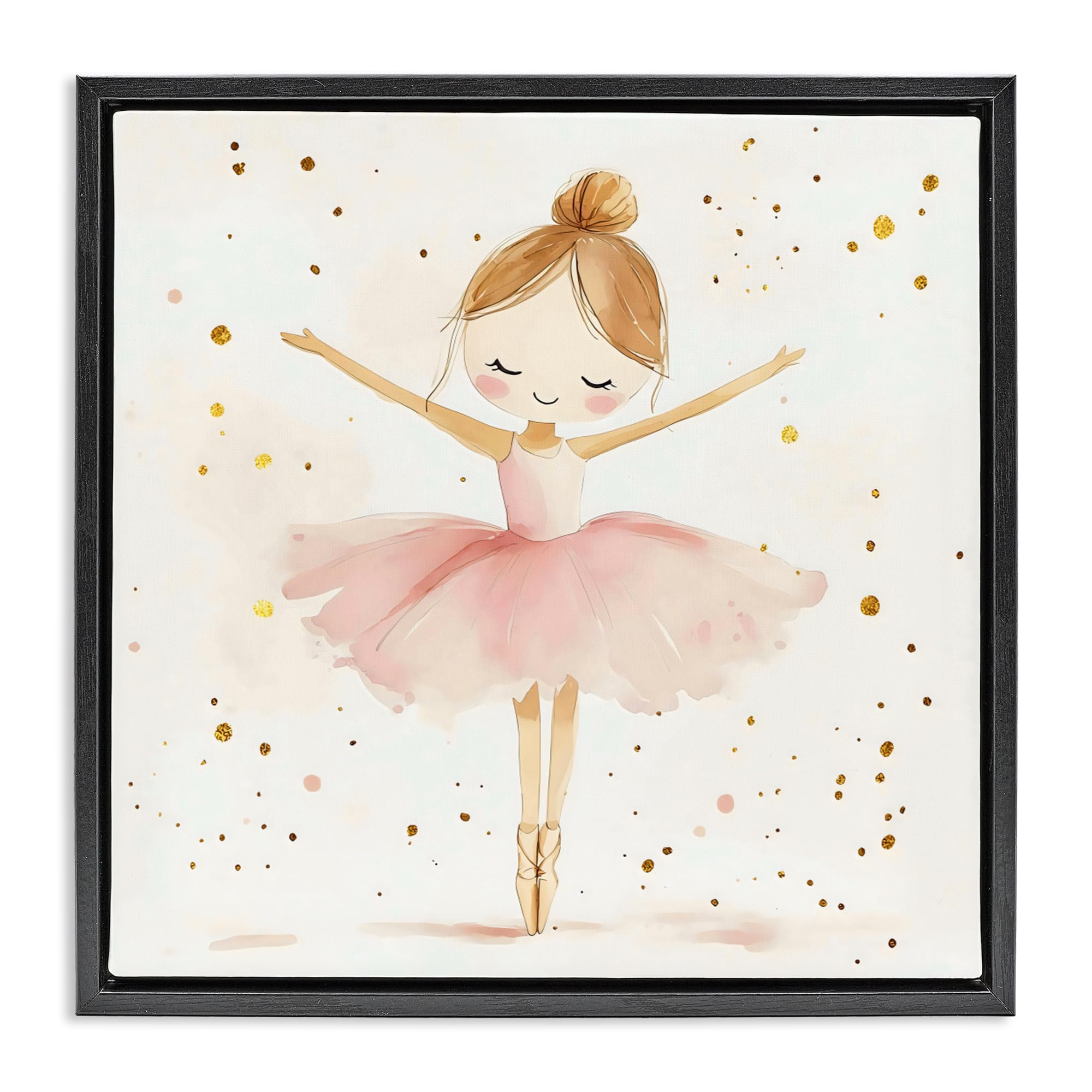 Stupell Industries 'Ballerina On Her Toes', Floating Frame Canvas Art, Black, 25 x 25 Inches, Easy to Hang and Sturdy, Made in USA, by Creative Studio
