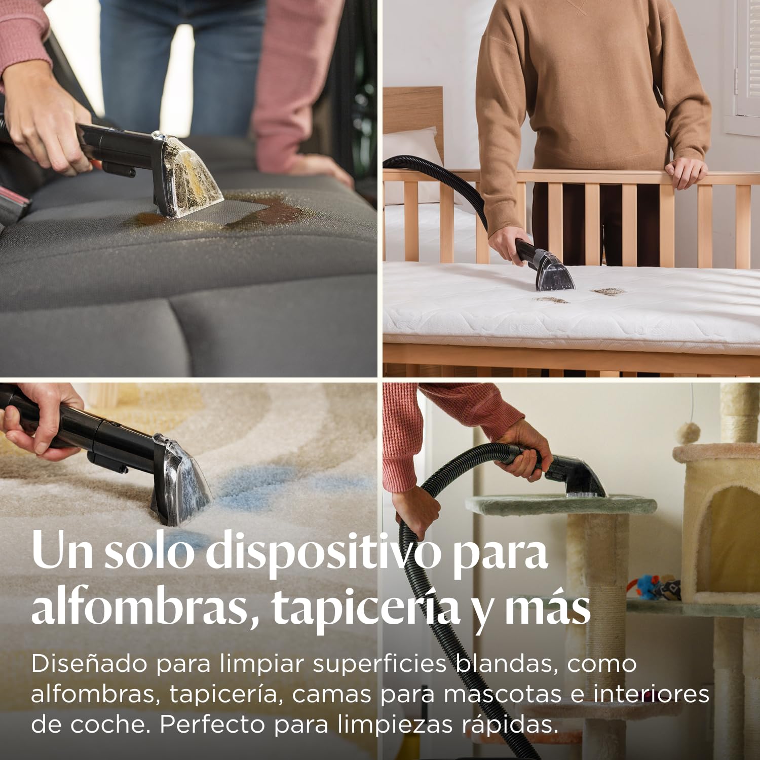 BISSELL SpotClean ProHeat Advanced, Aspiradora de agua tapiceria, limpia tapicerias multisuperficie compacta, Potente 1125W, Sistema triple limpieza profunda para manchas difíciles, Con cable, 3924N