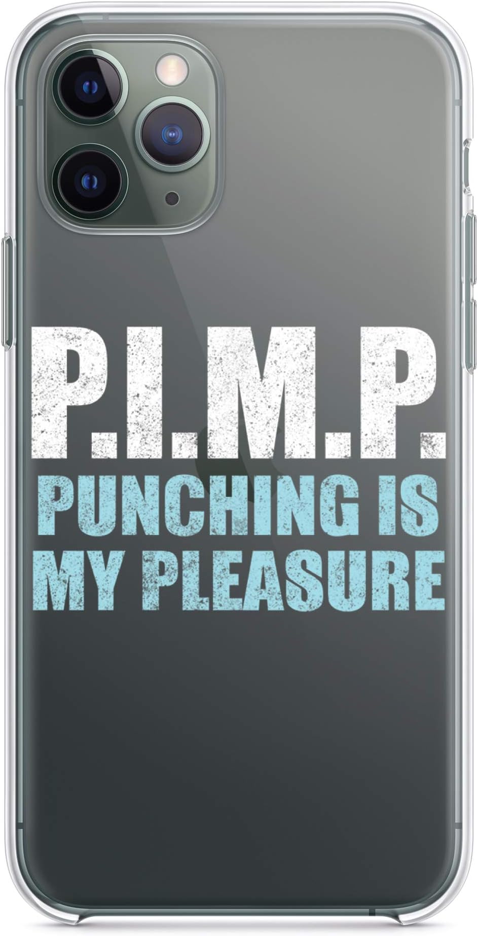 DistinctInk Clear Shockproof Hybrid Case for iPhone 12 Pro MAX (6.7" Screen) - TPU Bumper, Acrylic Back, Tempered Glass Screen Protector - Pimp - Punching is My Pleasure