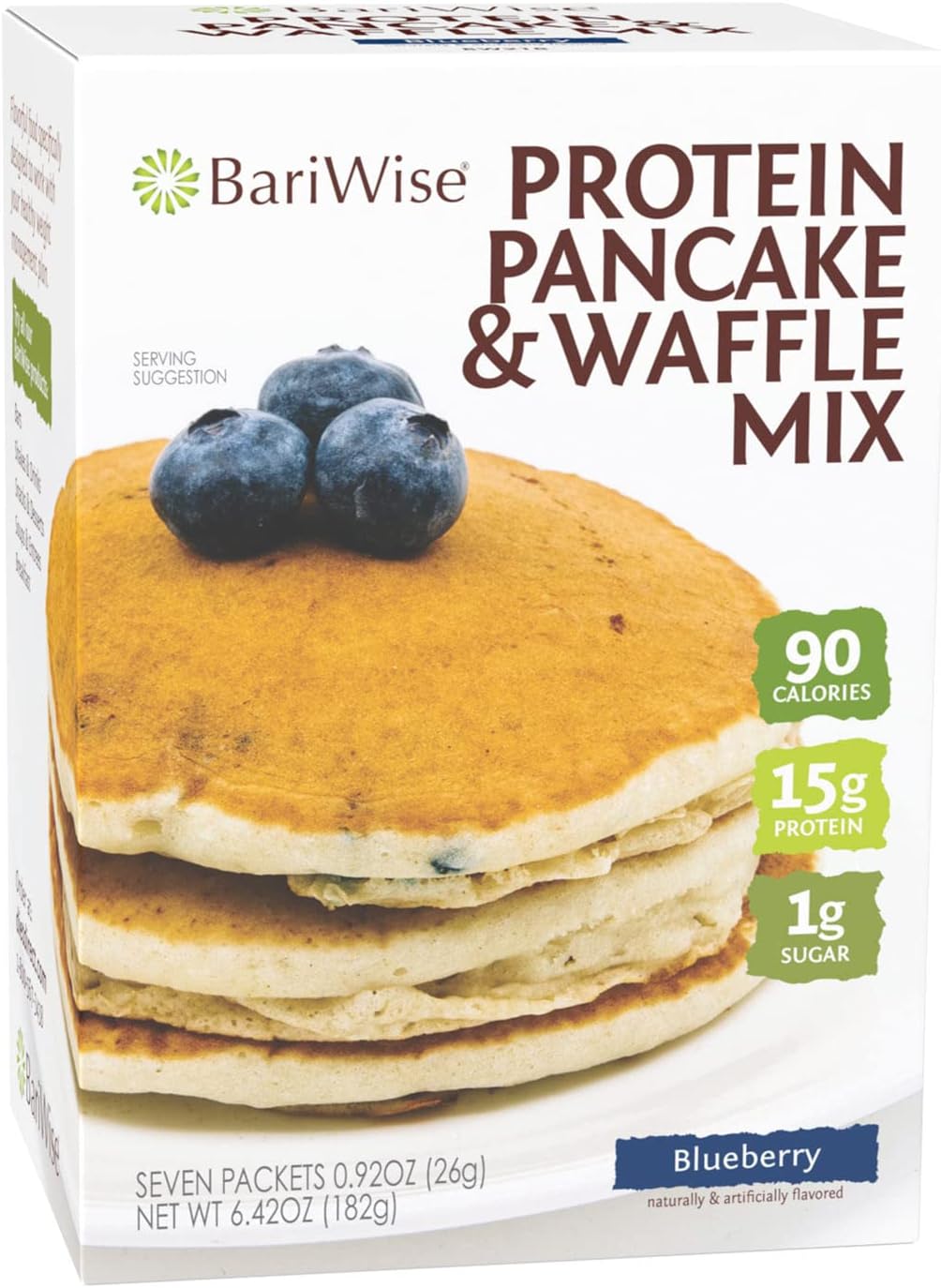BariWise Protein Pancake & Waffle Mix, Blueberry, Low Sugar & Low Carb (7ct)