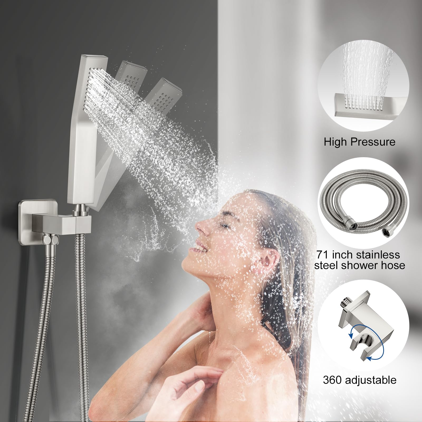 Snapklik.com : JOMEOO 12 Inch Brushed Nickel Shower System, Ceiling ...