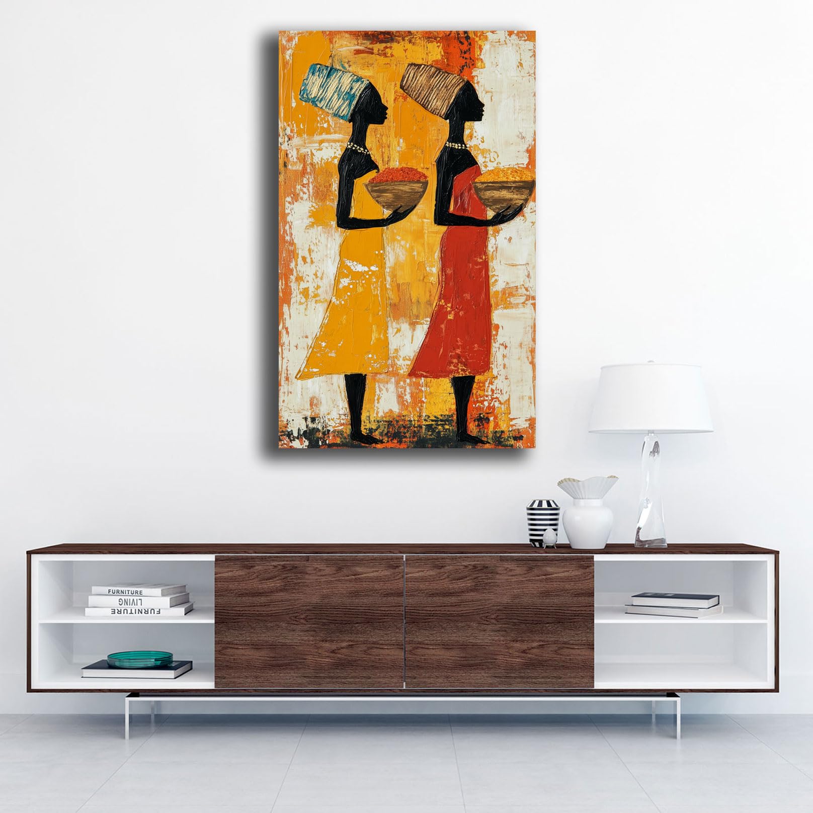 Printerland Quadro Soggiorno moderno Etnico Stampa su tela Canvas Astratto Camera da Letto (1, 50x100 cm, Canvas intelaiato)