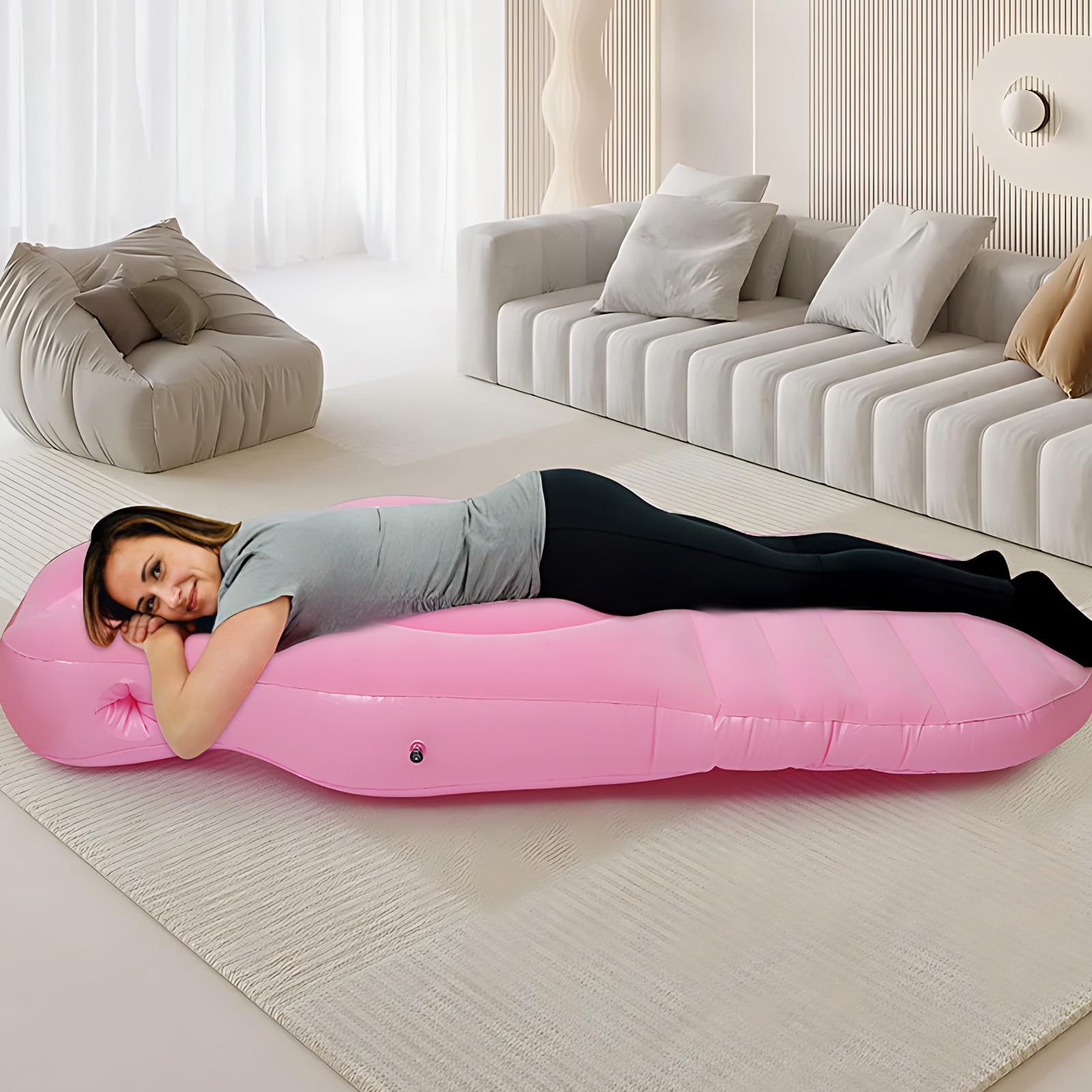 Almohada Inflable para El Embarazo, Almohada De Maternidad con Orificio para El Abdomen, para Un Soporte óptimo Durante El Sueño Y Soporte para La Barriguita, Brown