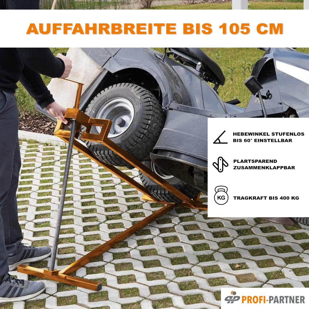 Kipp-Lifter für Rasenmäher 400 kg Hebevorrichtung stufenlos einstellbar klappbar