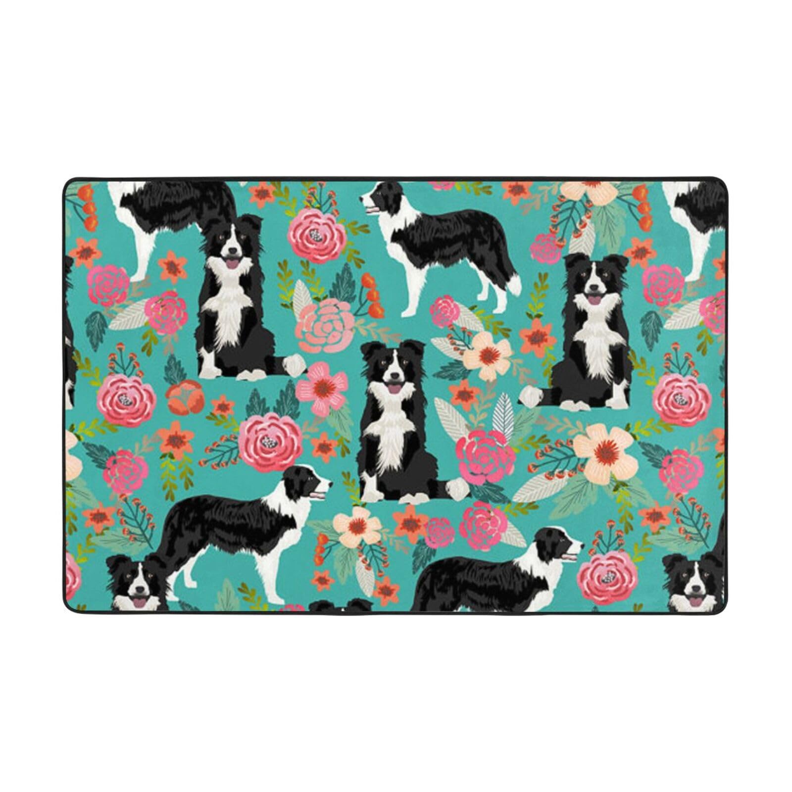 Tapis de sol Border Collie absorbant et lavable en flanelle douce
