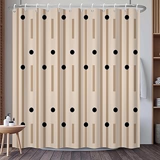Modern Geometric Shower Curtain 71x74 Inch – Abstract Stripes & Polka Do...