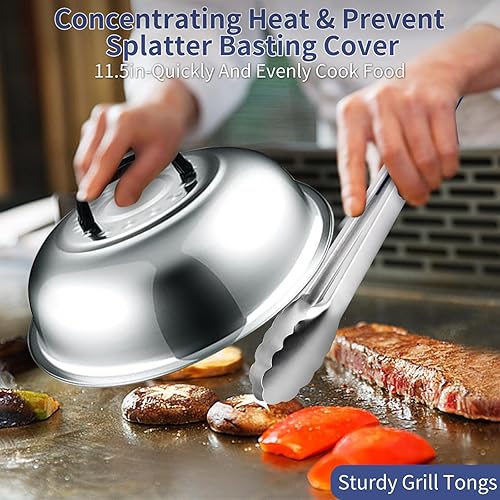 Miniatura 10 de Kit de accesorios para parrilla, juego de 23 accesorios de parrilla para chef de campamento, accesorios de parrilla con raspador, espátula, cubierta