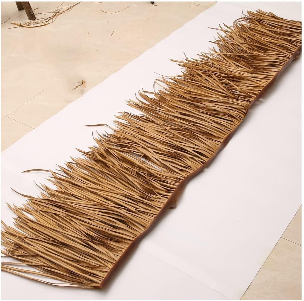 Palm Thatch Roll Plastic PE Straw Roof Tile Synthetic Mexican Palm Roof Palm Thatch Rolls, 50cm Wide Roof Thatching(Yellow f,0.5x30m/1.64X98.4ft)