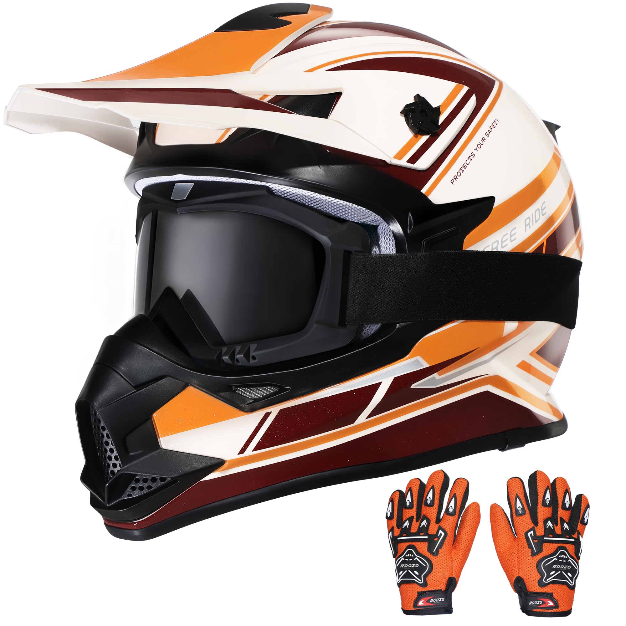 - Kids Dirt Bike Helmets Youth Motorcycle Helmet, Kids Motorcycle Full Face Helmet for Off-Road, ATV, UTV, Street Riding with Goggles Gloves, DOT Approved