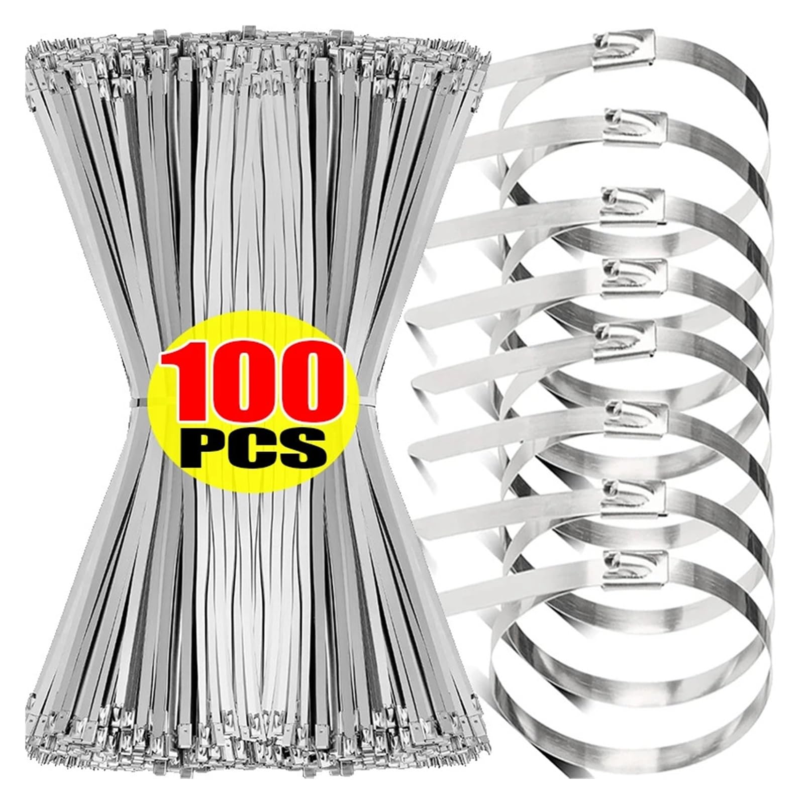 LYVQZPWLRcavi di Metallo, Fascette fermacavi in ​​Metallo autobloccanti, riutilizzabili, Resistenti, Organizer for Fascette, Chiusura Lampo Multifunzione in Acciaio Inossidabile(4.6x200mm,60PCS)