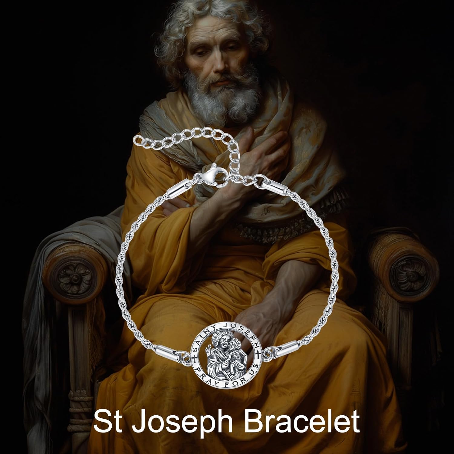 Patron Saint Bracelet For Women Men 925 Sterling Silver Christian Prayer Bracelet Catholic Inspirational Charm Religious Medal Amulet Jewelry Gifts