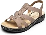 DREAM PAIRS Women's Comfortable Arch Support Orthopedic Boho Bohemian Dressy Flat Sandals Elastic Slip on Open Toe Walking Shoes for Summer