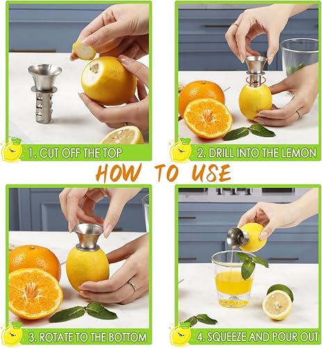 Miniatura 7 de KAYCROWN Exprimidor manual de limón de acero inoxidable 188, exprimidor y escariador de mano pequeño fácil de apretar, exprimidor de cítricos a mano