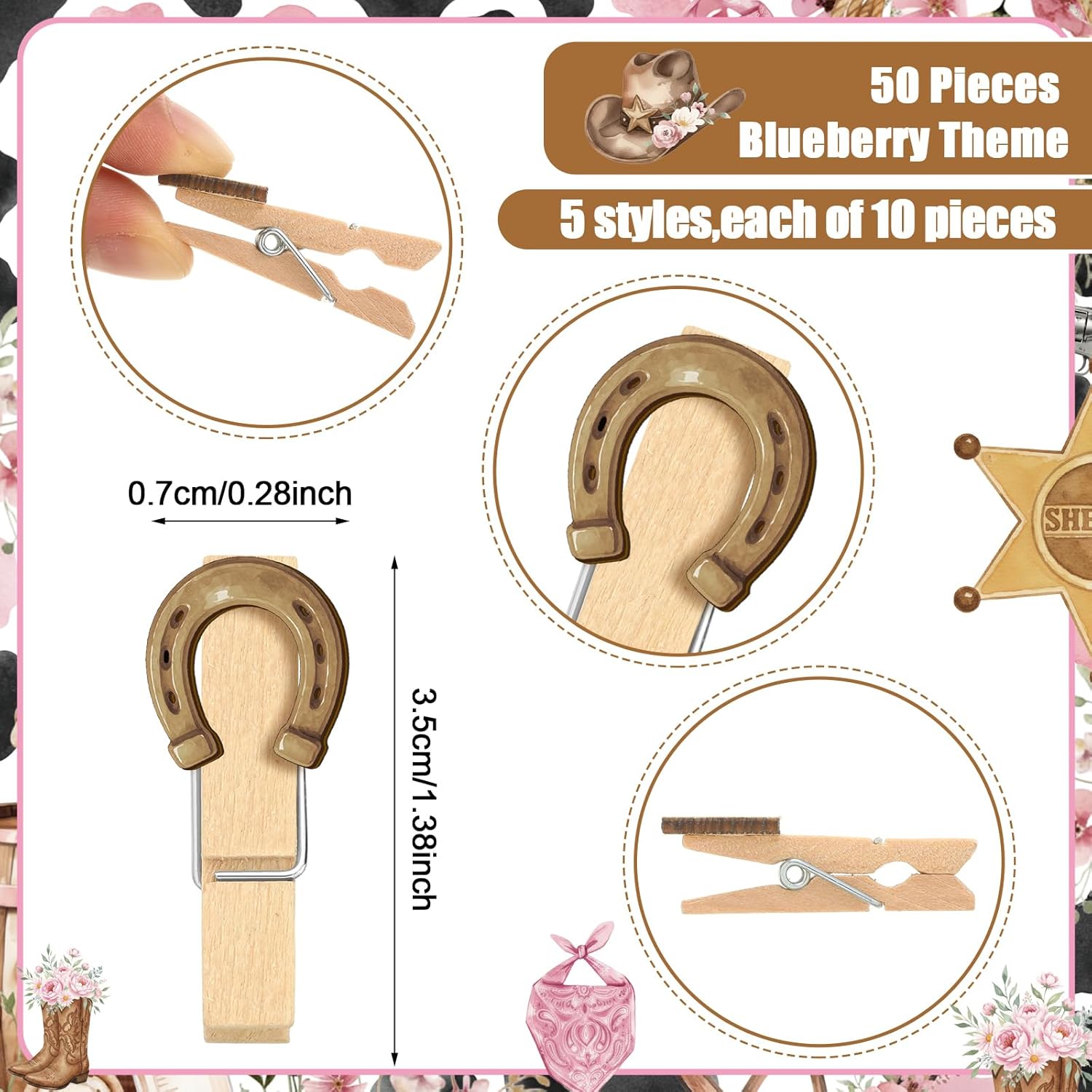 Patelai 321 Pcs Cowgirl Baby Shower 5 Games Set Western Don't Say Baby Shower Decorations 250 Game Card Cow Girl Gender Reveal Party 50 Mini Clothespin 20 Pencils for Pink Western Birthday Decorations