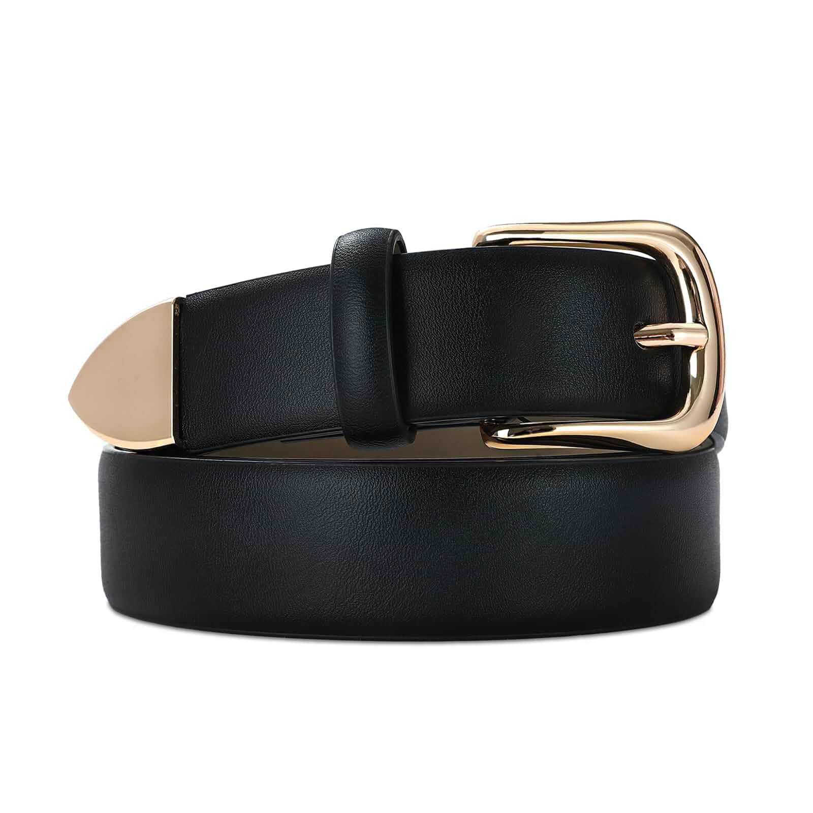 RISANTRY Women's Leather Belts with Gold Buckle Fashion Ladies Waist Belt