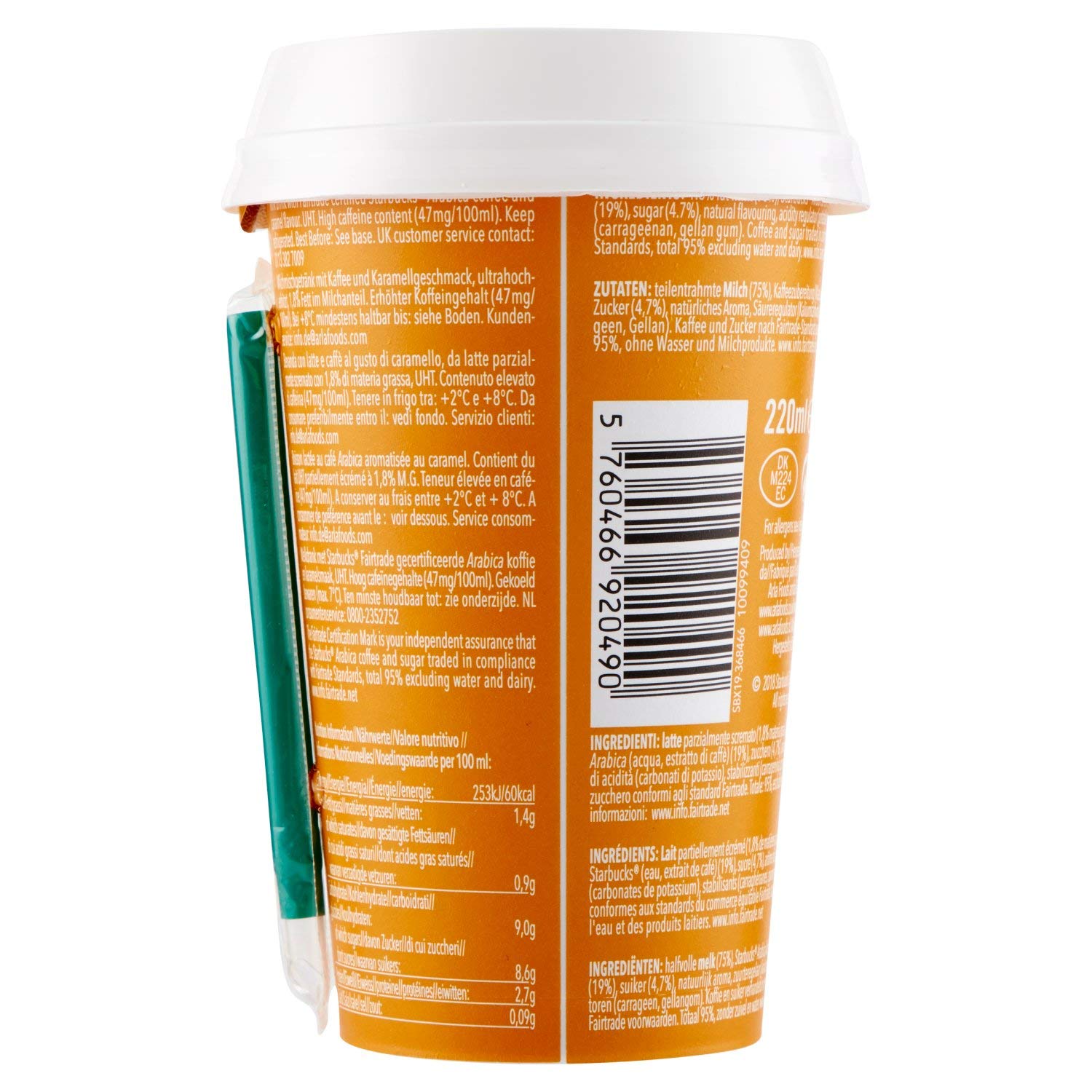 Starbucks Caramel Macchiato Flavour, 220 ml (gekühlt) / Erfrischendes Milchmischgetränk zum Mitnehmen
