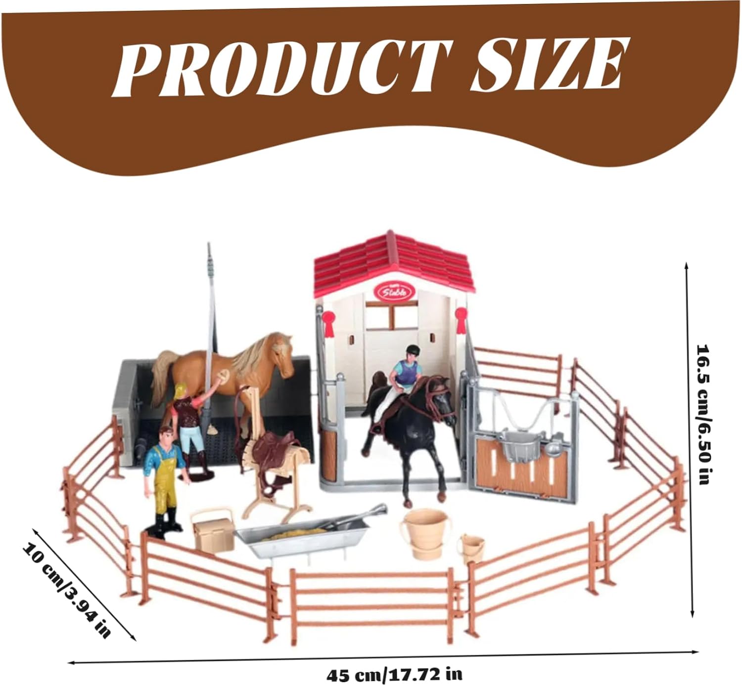 Lifelike Vibrant Horse Barn Playset with Shower Crib Fence – Educational Developmental Toy Horse Barn for Toddler