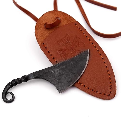 Miniatura 8 de Armory Replicas Damisela - Cuchillo de cuello en miniatura con funda negra, hoja fija compacta EDC para supervivencia al aire libre, campamento y