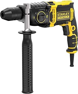 STANLEY FATMAX - Taladro Percutor con Cable de 1.100W, Porta Brocas Metálico Automático de 13 mm, 54.400 IPM, con Maletín y Empuñadura Lateral, FMEH1100K-QS
