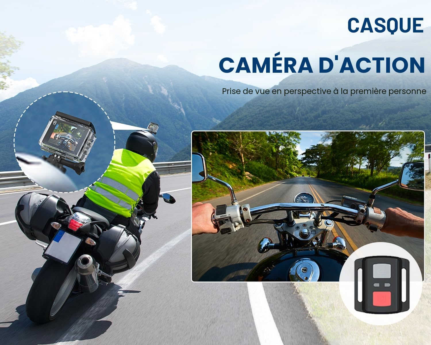 Caméra Sport 4K60FPS 48MP Écran Tactile 64GB Carte 40M Étanche EIS 170° WiFi Télécommande 2x1350mAh