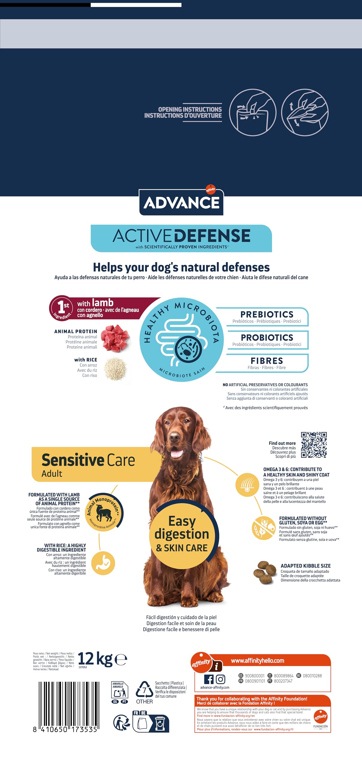 Advance Medium Maxi Sensitive Lamb, Pienso para Perros de Razas Medianas y Grandes con Sensibilidades Digestivas con Cordero, 12kg
