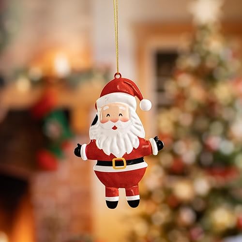 Miniatura 6 de Juego de adornos para árbol de Navidad, decoraciones navideñas con Papá Noel, muñeco de nieve, renos, personajes de elfos, 12 piezas