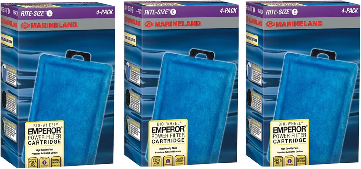 Marineland Rite-Size Cartridge E -12 Total Cartridges (3 Packs with 4 per Pack)
