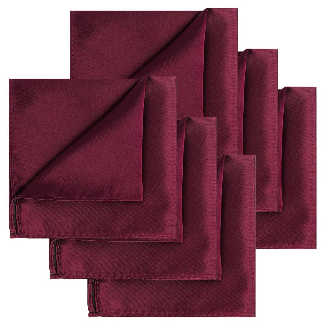 KissTies 6PCS Satin Pocket Square Plain Color Handkerchief Gift Set