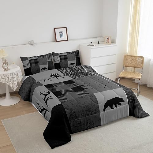 Miniatura 3 de Castle Fairy Juego de edredón de ciervos con cuernos de ciervo, juego de ropa de cama tamaño individual, juego de ropa de cama de caza con flechas