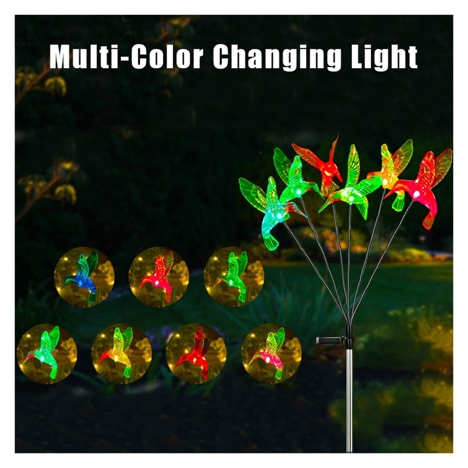 Lampy solarne do ogrodu zewnętrznego Słoneczne światła zewnętrzne Hummingbird dekoracje ogrodowe lampy trawnikowe 7 zmiana koloru wodoodporna ścieżka Patio Patio Yard lampa słoneczna Na patio, podwórk