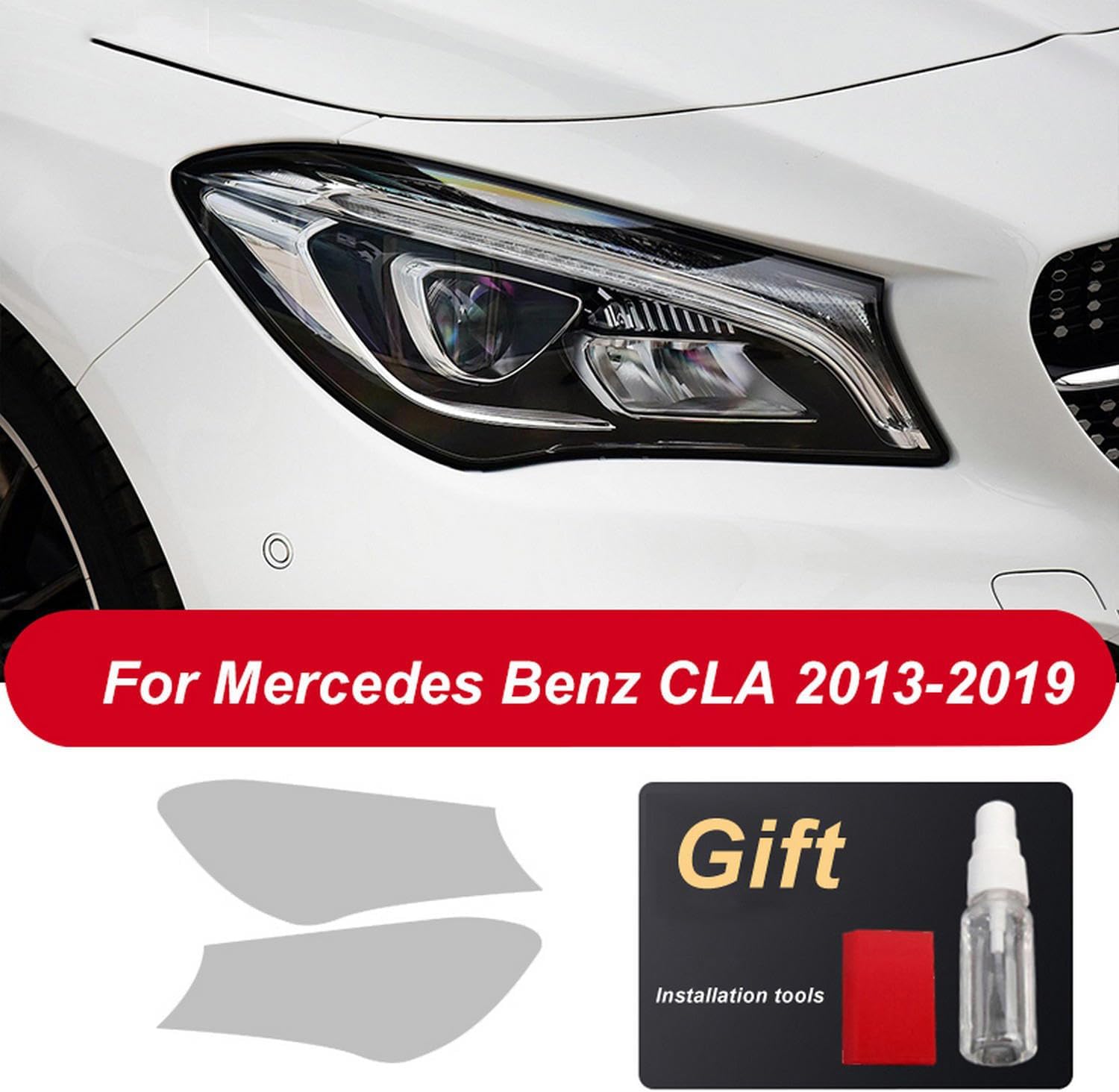 2 Pcs Car Headlight Protective Film Restoration Transparent TPU Sticker，for Mercedes Benz A C E S CLA ML CLS SLK SLC SL Class AMG GT Maybach