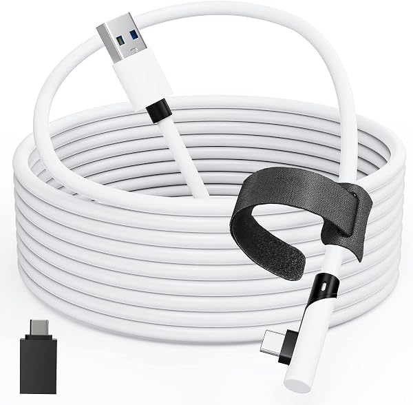 Cable de enlace Tiergrade 5M compatible con Meta Quest 3/Quest 2/Pro, PICO4/Pro, cable de PC con transferencia de datos de 5 Gbps, USB 3.0 a cable de tipo para auriculares VR y PC para juegos - 1
