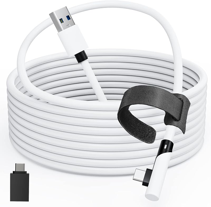 Cable de enlace Tiergrade 5M compatible con Meta Quest 3/Quest 2/Pro, PICO4/Pro, cable de PC con transferencia de datos de 5 Gbps, USB 3.0 a cable de tipo para auriculares VR y PC para juegos