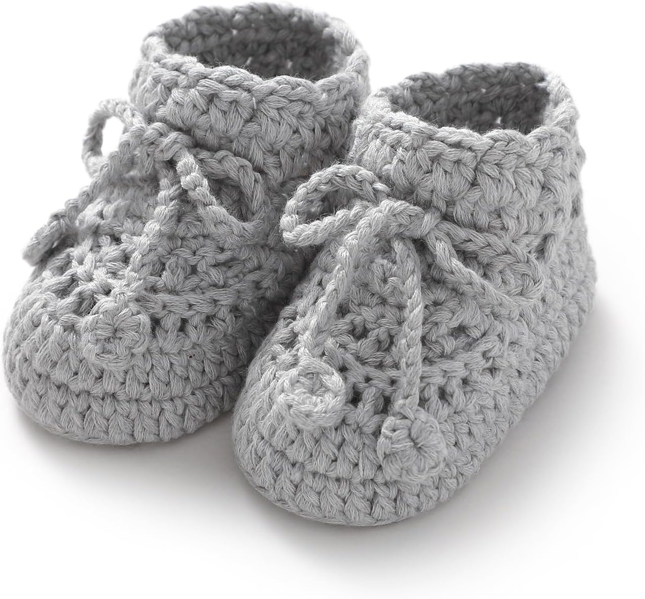 Hadetoto Baby Booties Hand Crochet Knit Cotton Bootie Soft Cozy Warm Socks Shoes Newborn First Walkers for Infant Boy Girl