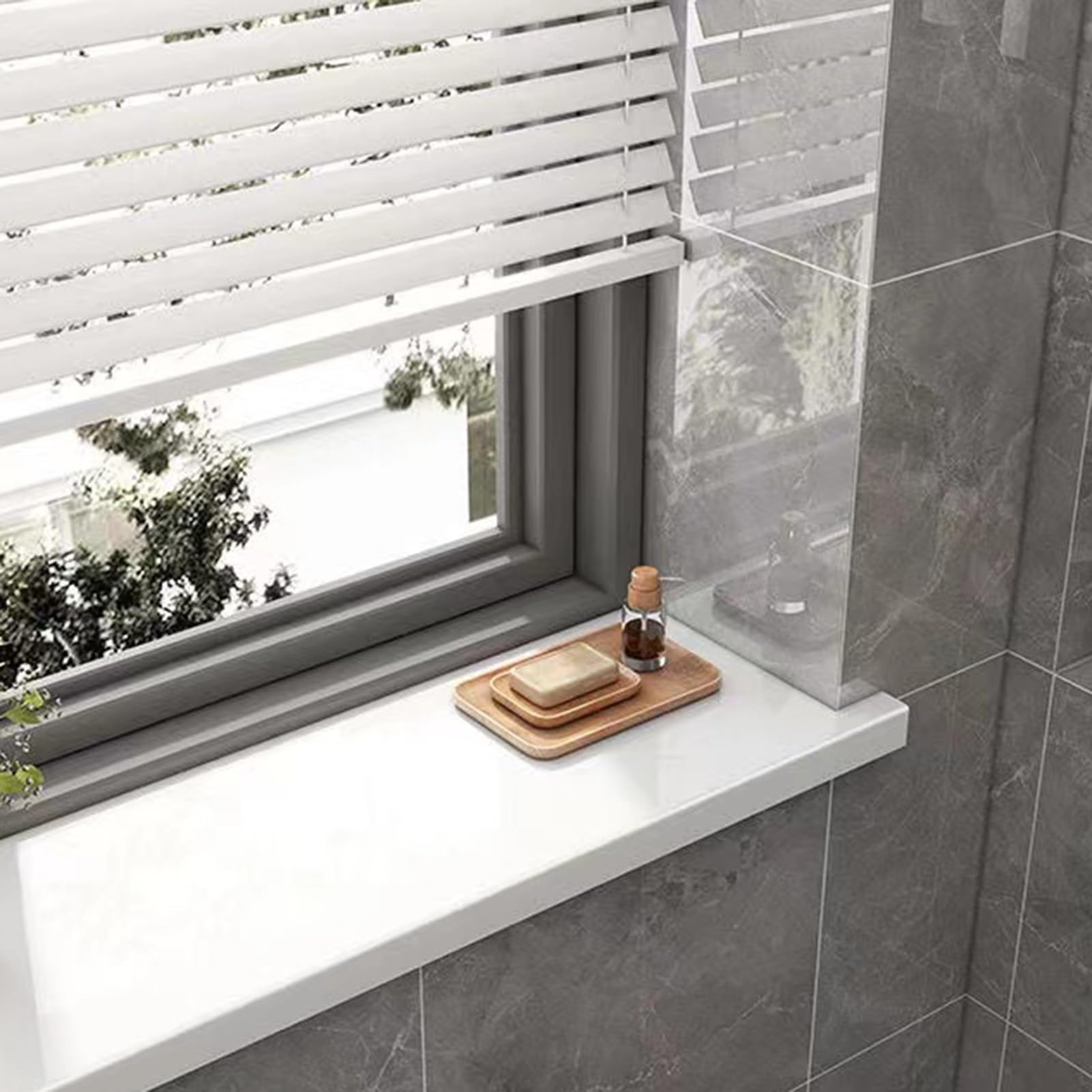 Copridavanzale In Acrilico 80x15 Cm | Bianco Impermeabile | Per Finestre E Balconi | Anti-Graffi Animali - Foto 6