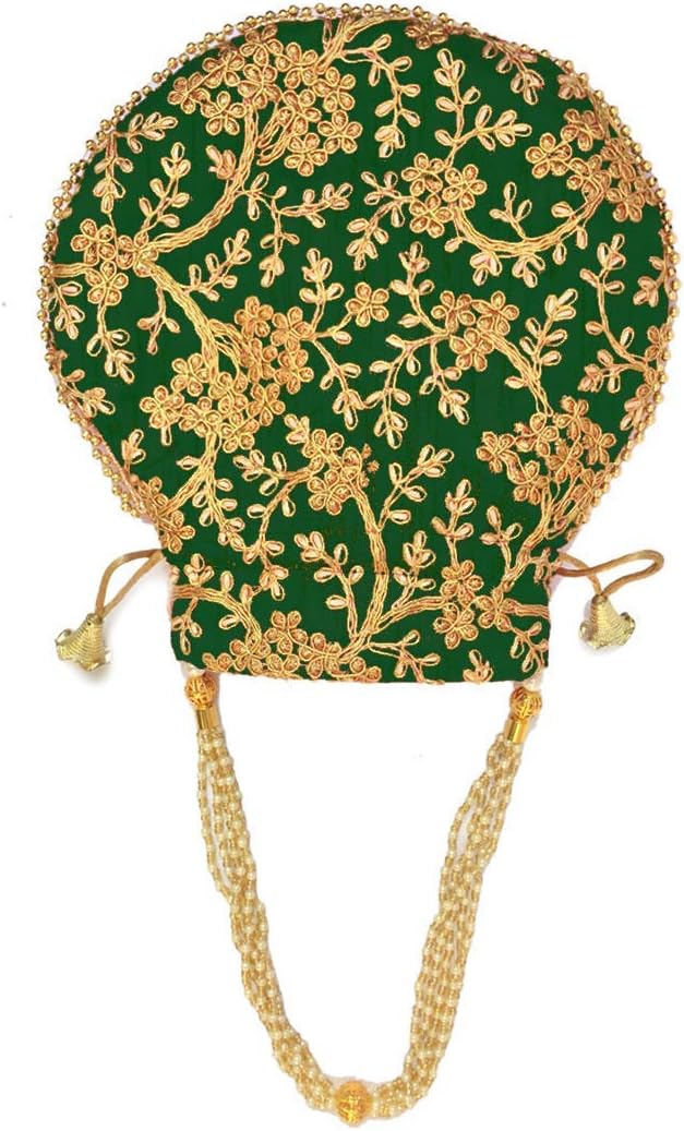 Potli Bag For Women Ethnic Designer Embroidery Work Batwa Pearls Handle With Intricate - Image 6