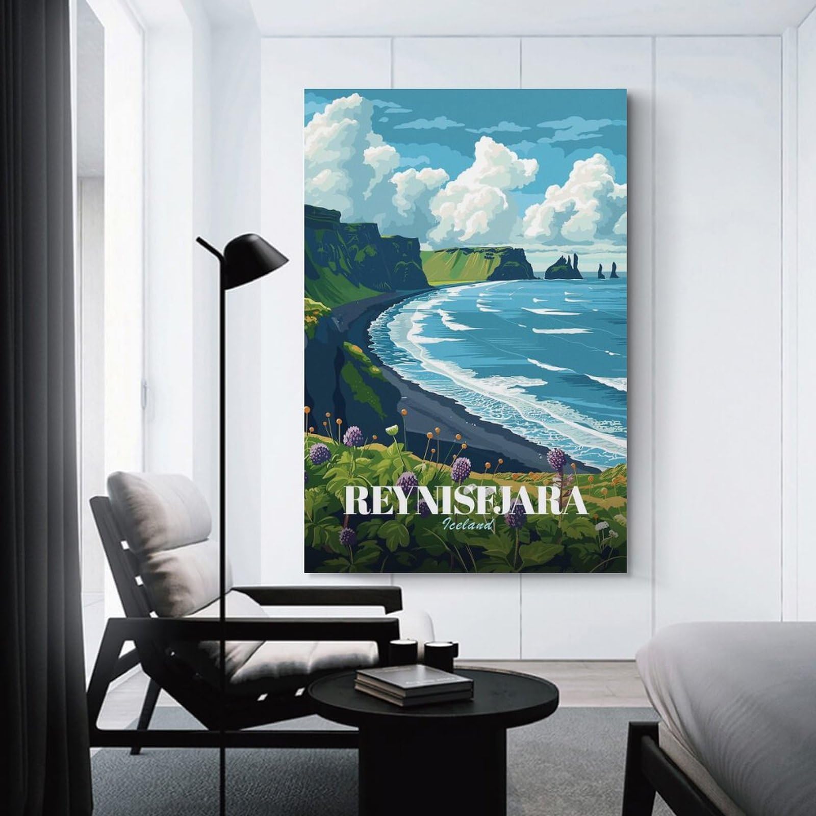Junmoney Unframe-Style-19 Reynisfjara Iceland Coastal Landscape Wall Picture Print, 12X18inch(30X45cm), For New Homes, Bedrooms Or Workspaces, Thoughtful Wall Decor For Art Lovers