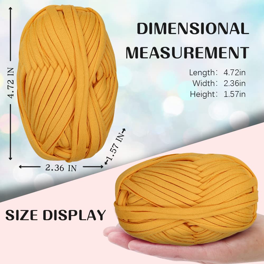4 PCS T-Shirt Yarn Elastic Fabric Crochet Cloth Yarn for DIY Knitting Spaghetti Thick Knitting for Hand DIY Bag Blanket Cushion Crocheting Projects,Home Decor(Yellow) - Image 2