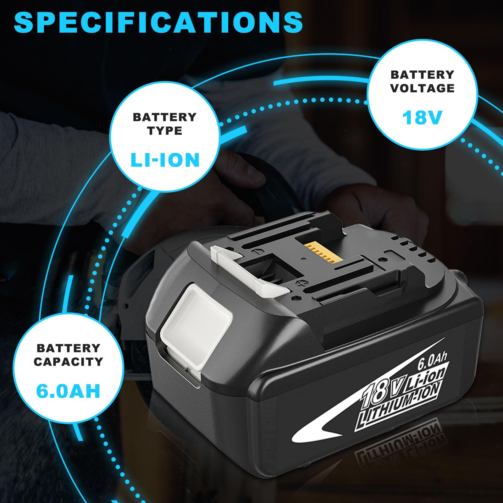 2-Pack Upgraded 6000mAh BL1860B BL1860 Replacement for 18V Battery 6.0Ah Compatible with 18 Volt Battery Lithium BL1860B BL1860 BL1850 BL1850B BL1840 BL1830 Compatible with 18V Power Tools (White)