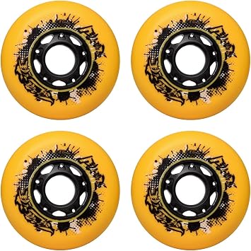 4 Pack 72MM / 76MM / 80MM, 92A / 95A Inline Skate Wheels, Indoor/Outdoor Roller Skate Wheels, Replacement for Rollerblade Skate Wheels,Yellow 95a,80mm